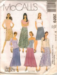 2689 MCCALLS SEMI FIT SKIRTS, OVERSKIRTS 2 LENGTHS PATTERN 8-12, 12-16; 10-14 CHOICE
